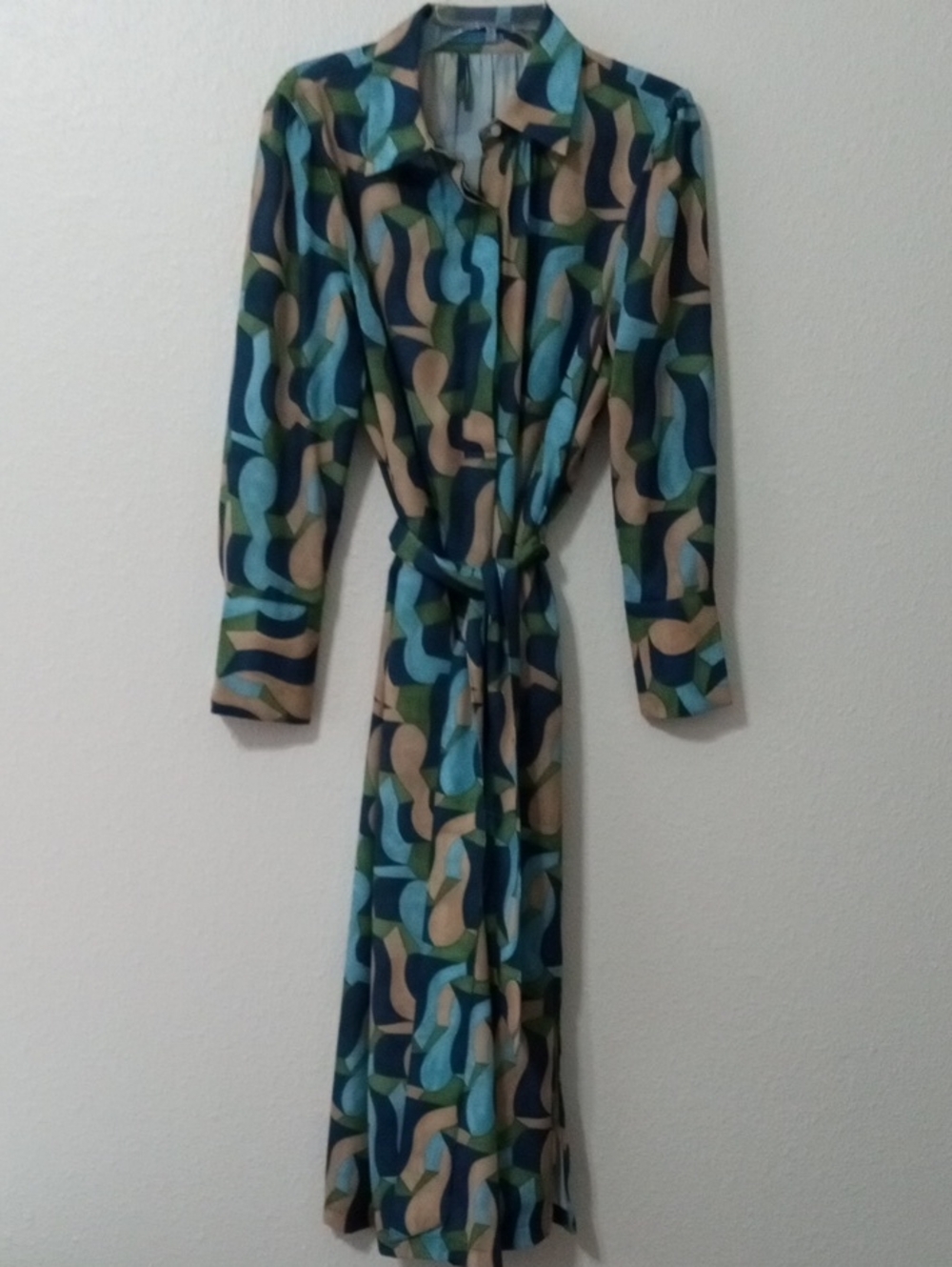 J. McLaughlin Long Sleeve Geometric Print Shirt Dress Store Tag - Picture 2 of 7